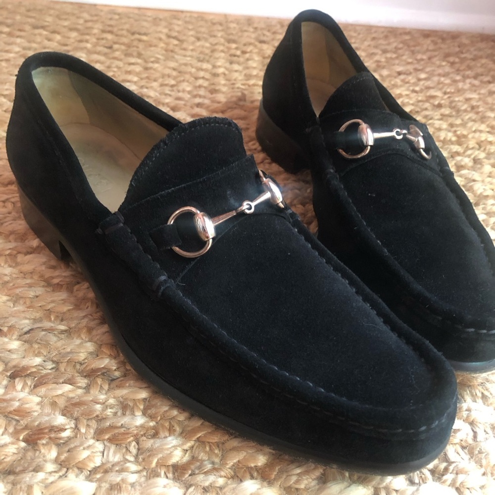 Gucci: Suede Horsebit Loafer. Vintage. Black. Size 9 D